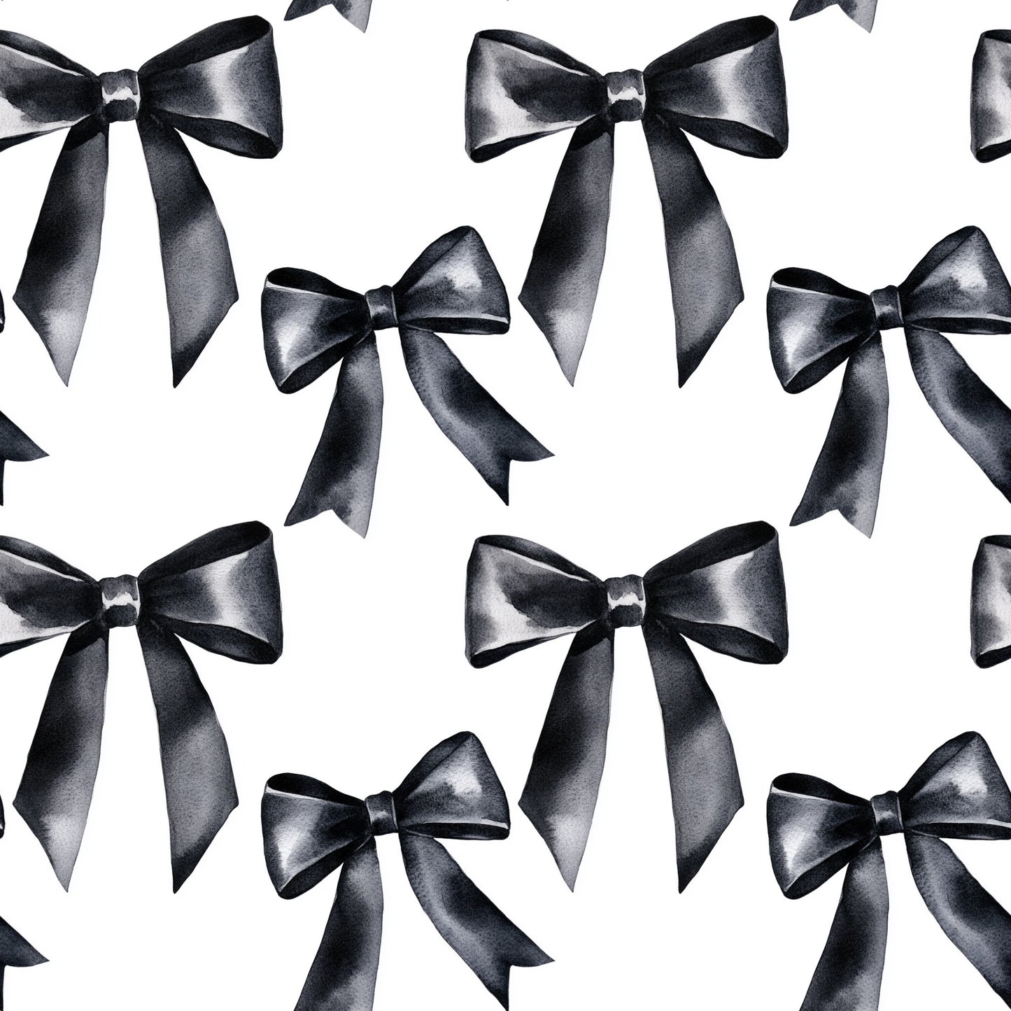 Black Coquette Bows Digital Seamless Pattern