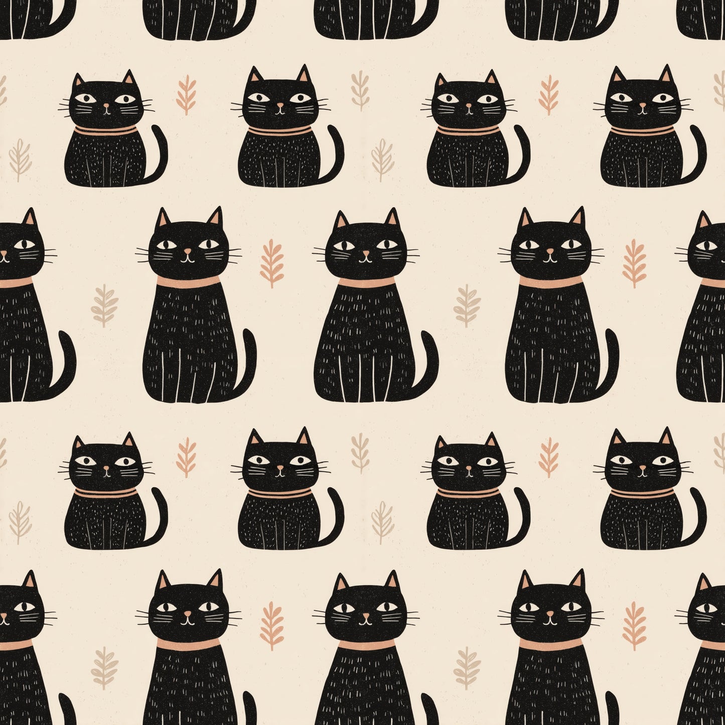 Black Cats Digital Seamless Pattern