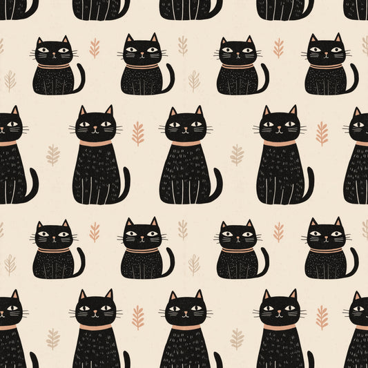 Black Cats Digital Seamless Pattern