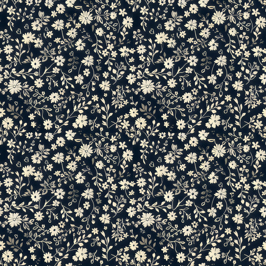 Black & White Ditsy Floral Digital Seamless Pattern
