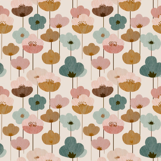 Block Flower Print Digital Seamless Pattern
