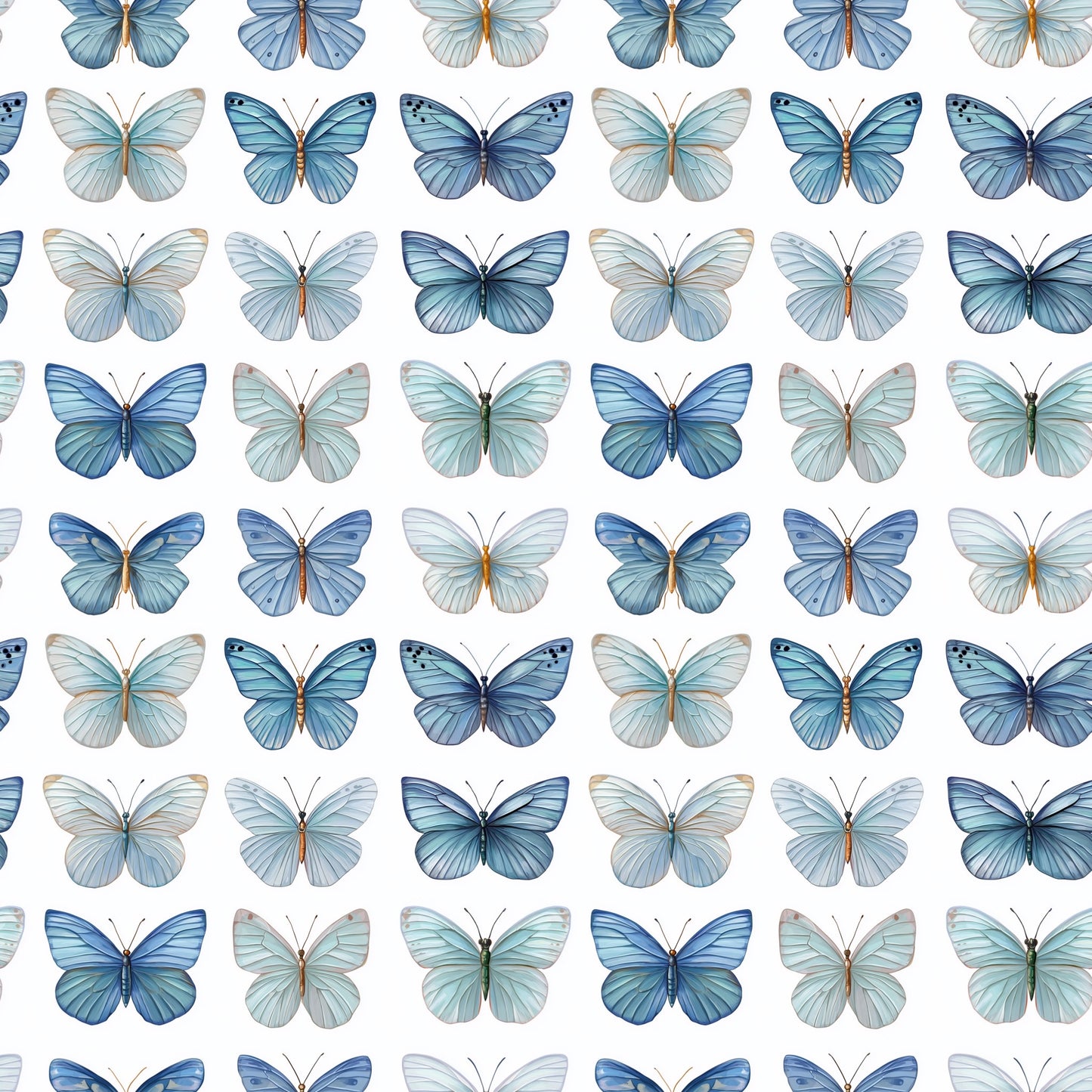 Blue Butterflies Digital Seamless Pattern