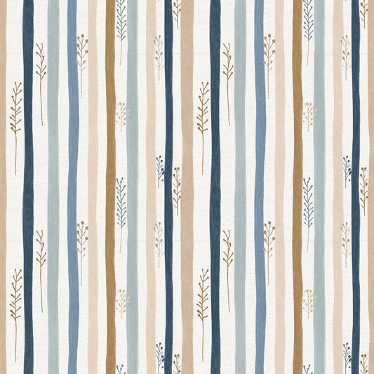 Blue Beige Mint Stripe Digital Seamless Pattern