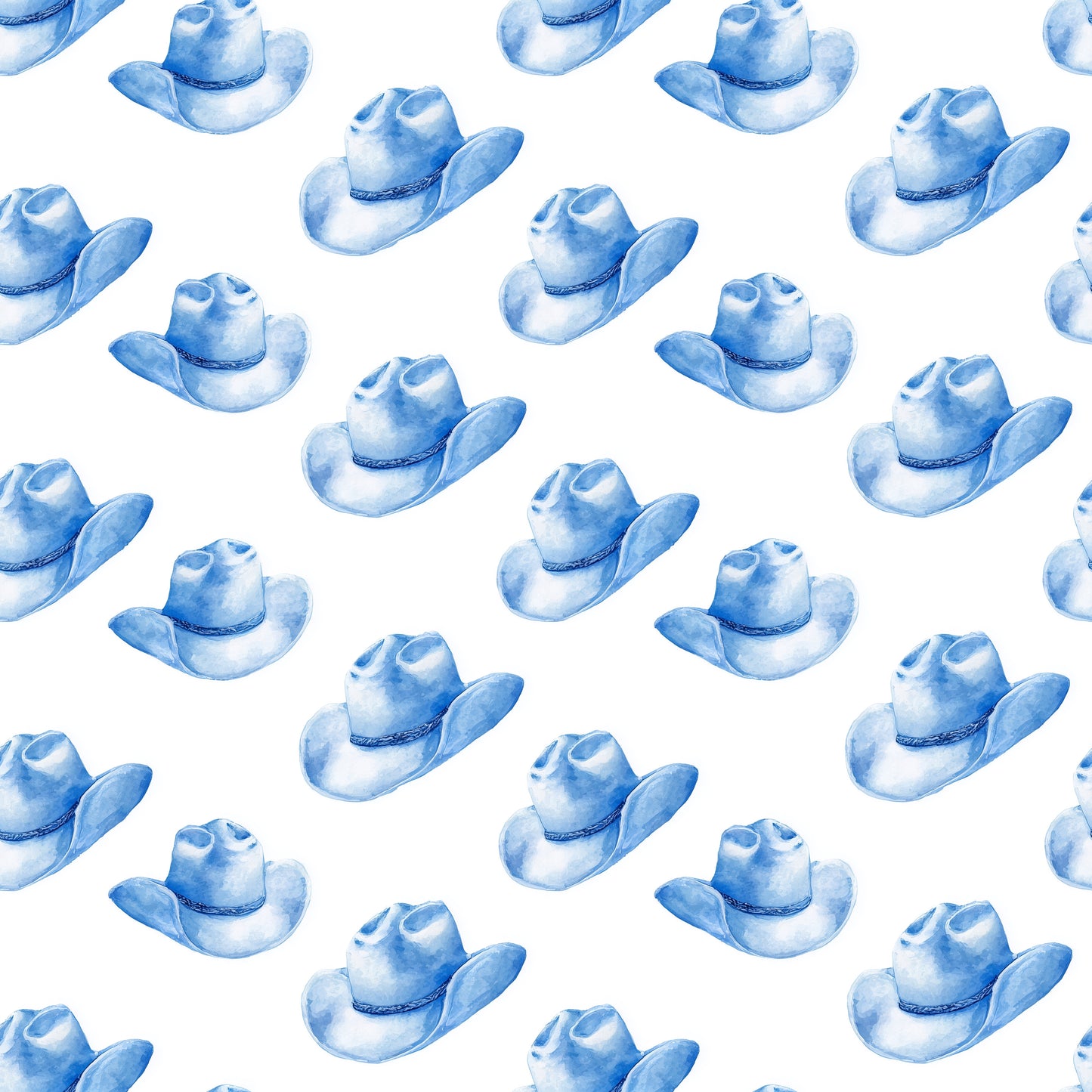 Blue Cowboy Hats Digital Seamless Pattern