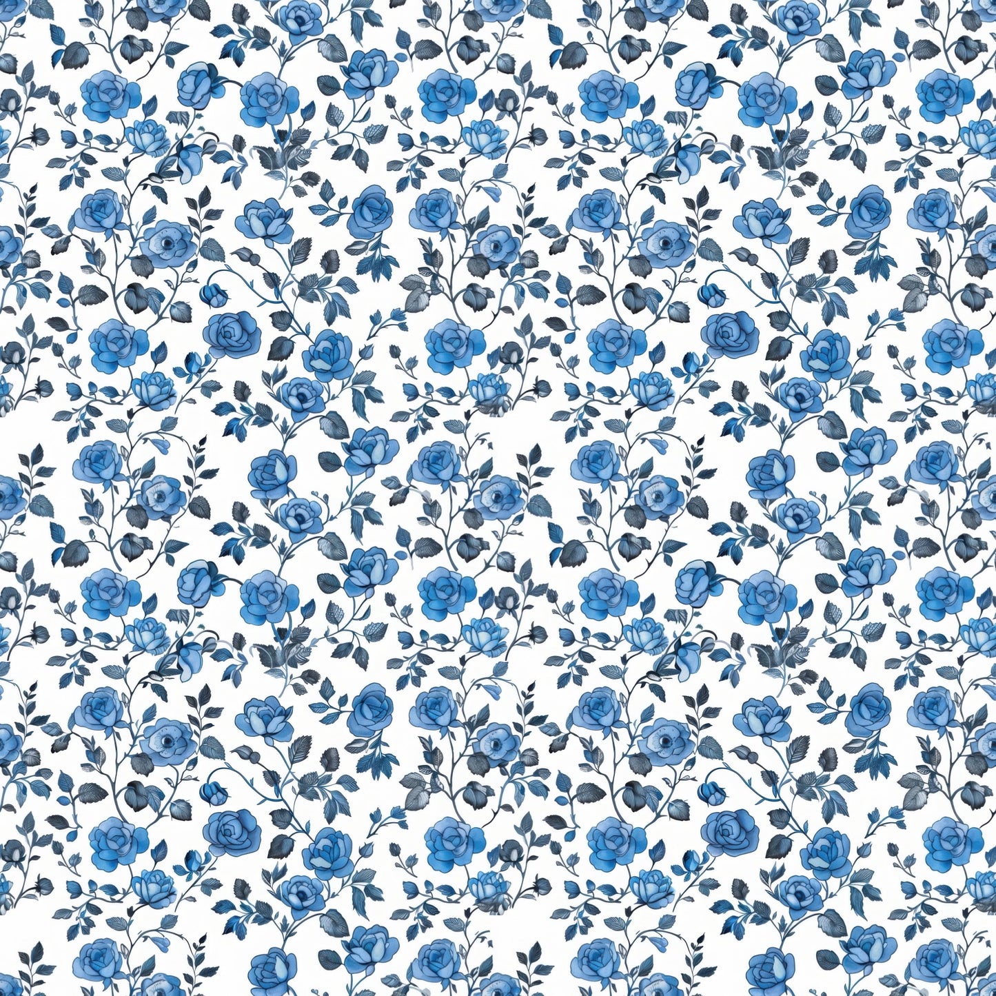 Blue Dainty Flowers Digital Seamless Pattern
