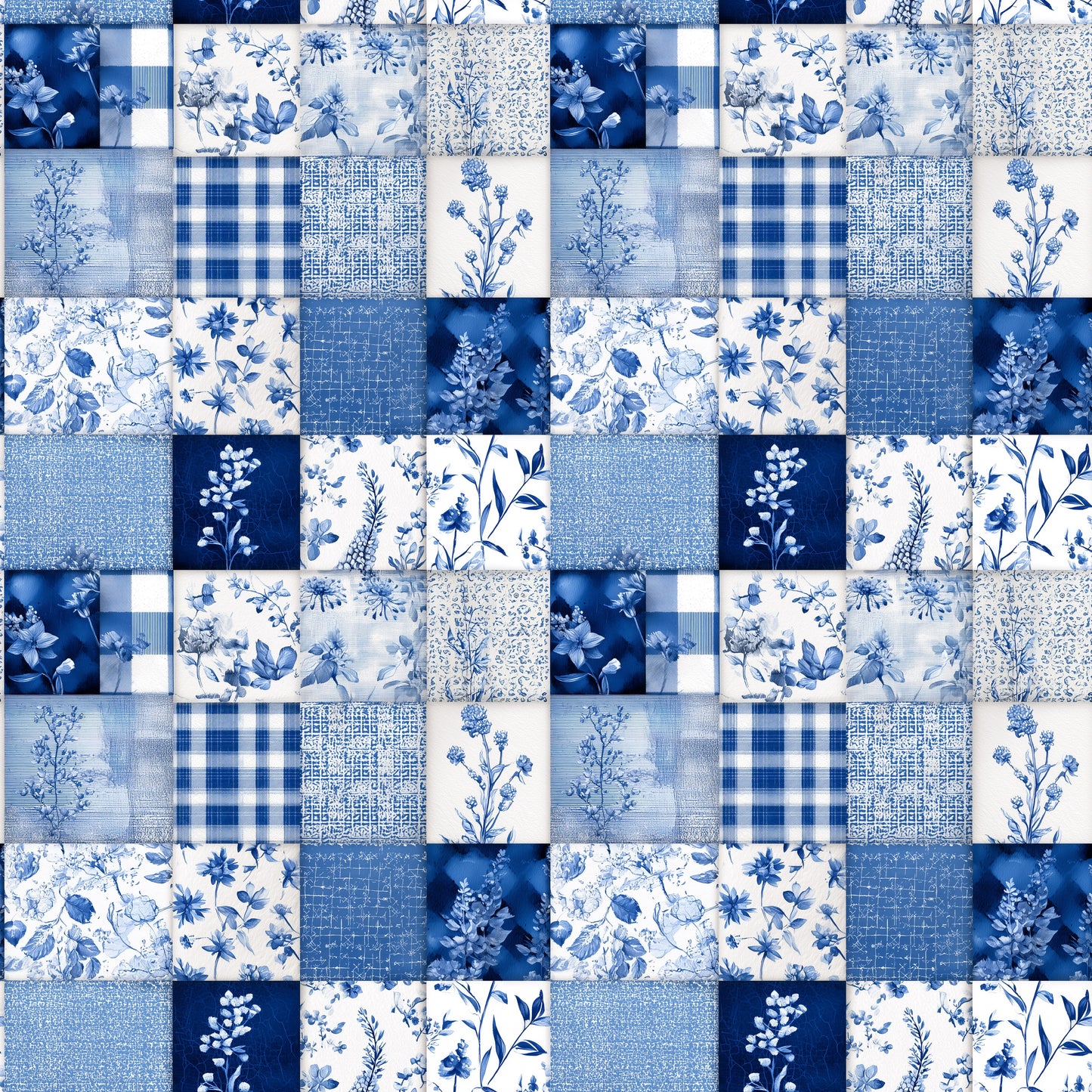 Blue Denim Patches Digital Seamless Pattern