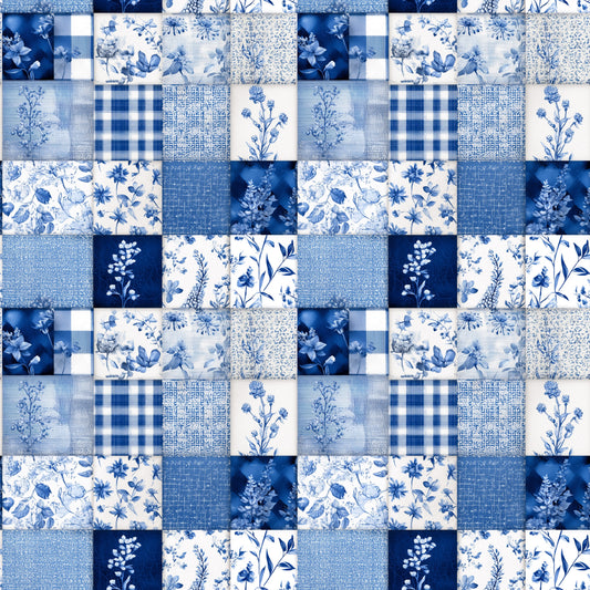 Blue Denim Patches Digital Seamless Pattern