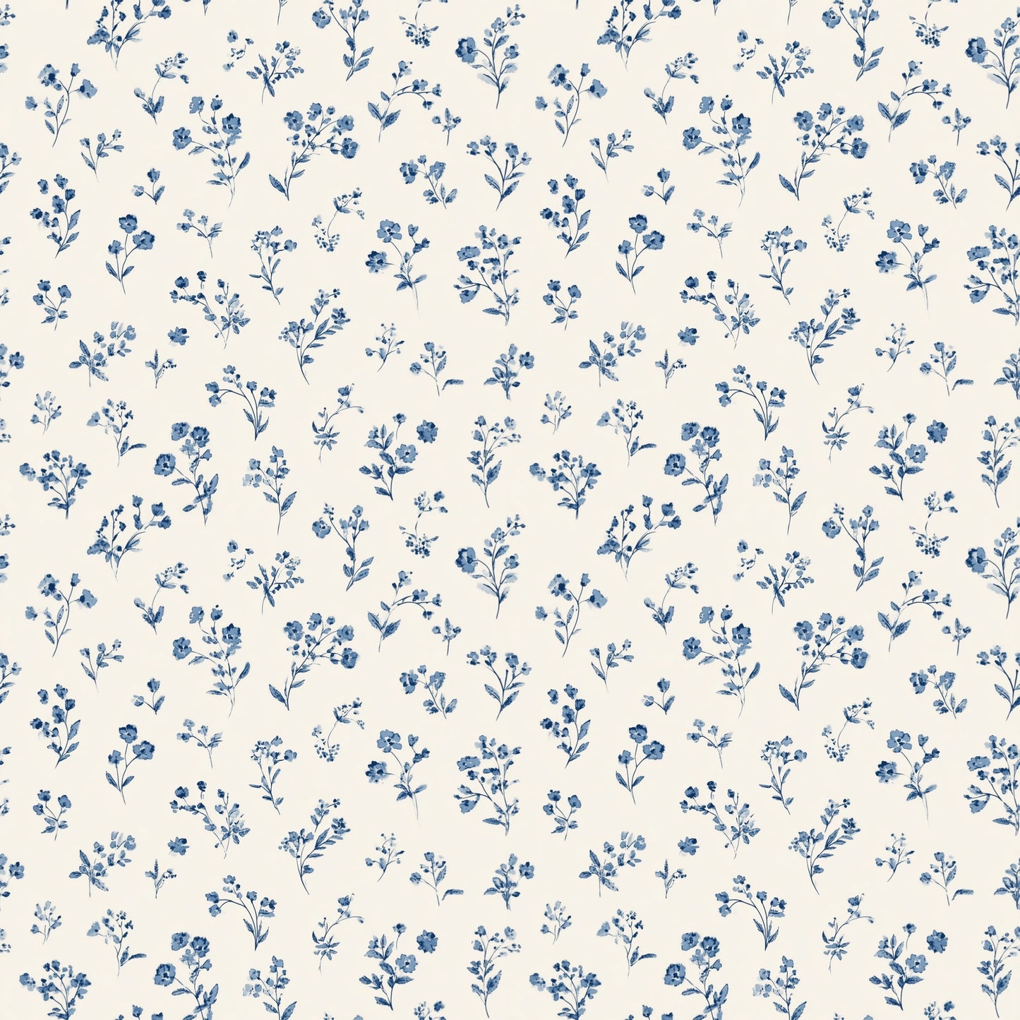 Blue Floral Bouquets Digital Seamless Pattern