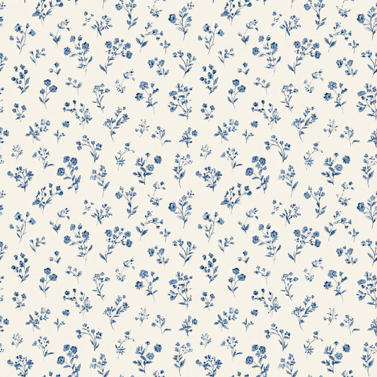Blue Floral Bouquets Digital Seamless Pattern