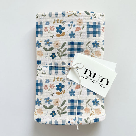 Blue Floral Patchwork Digital Seamless Pattern