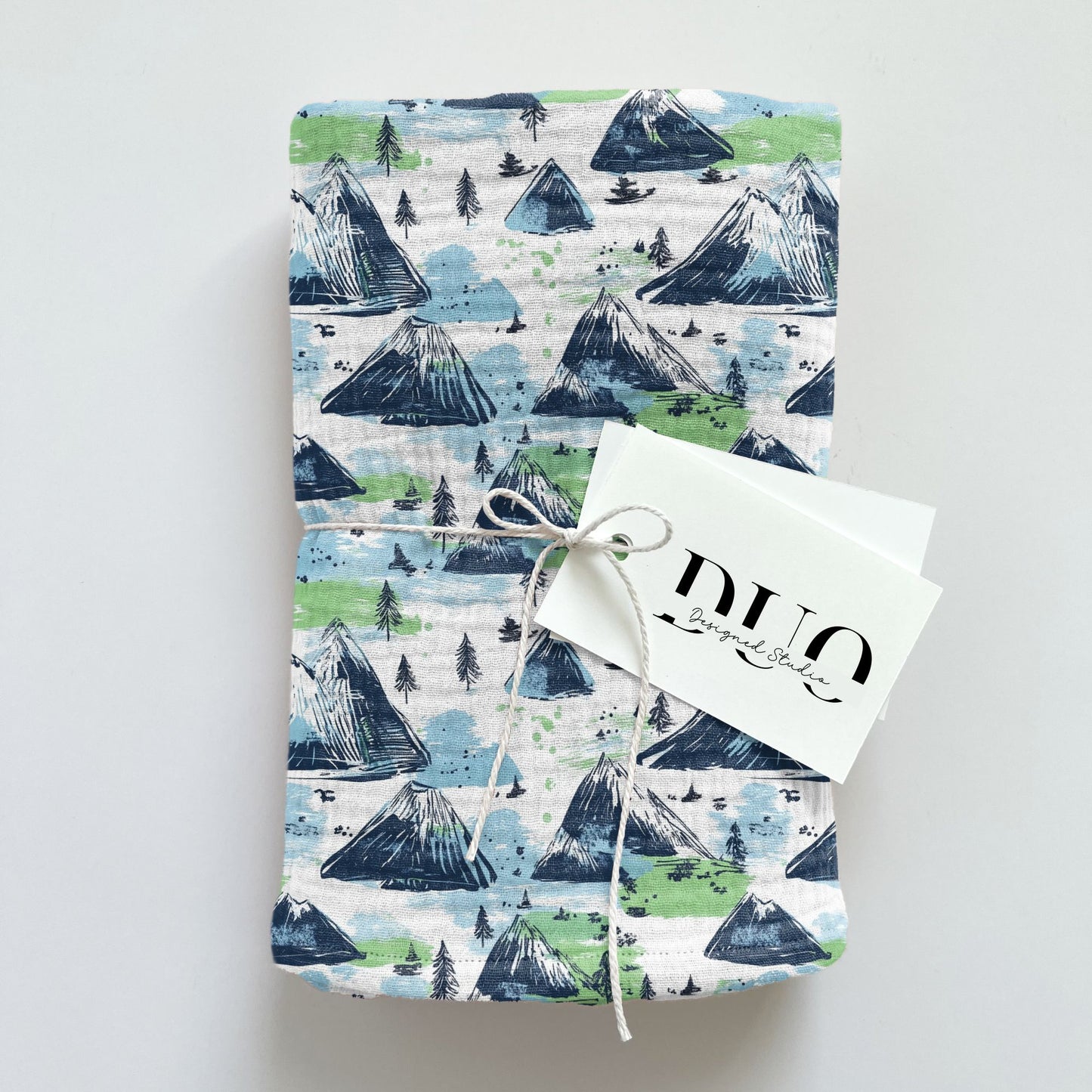 Blue Green Mountains Digital Seamless Pattern