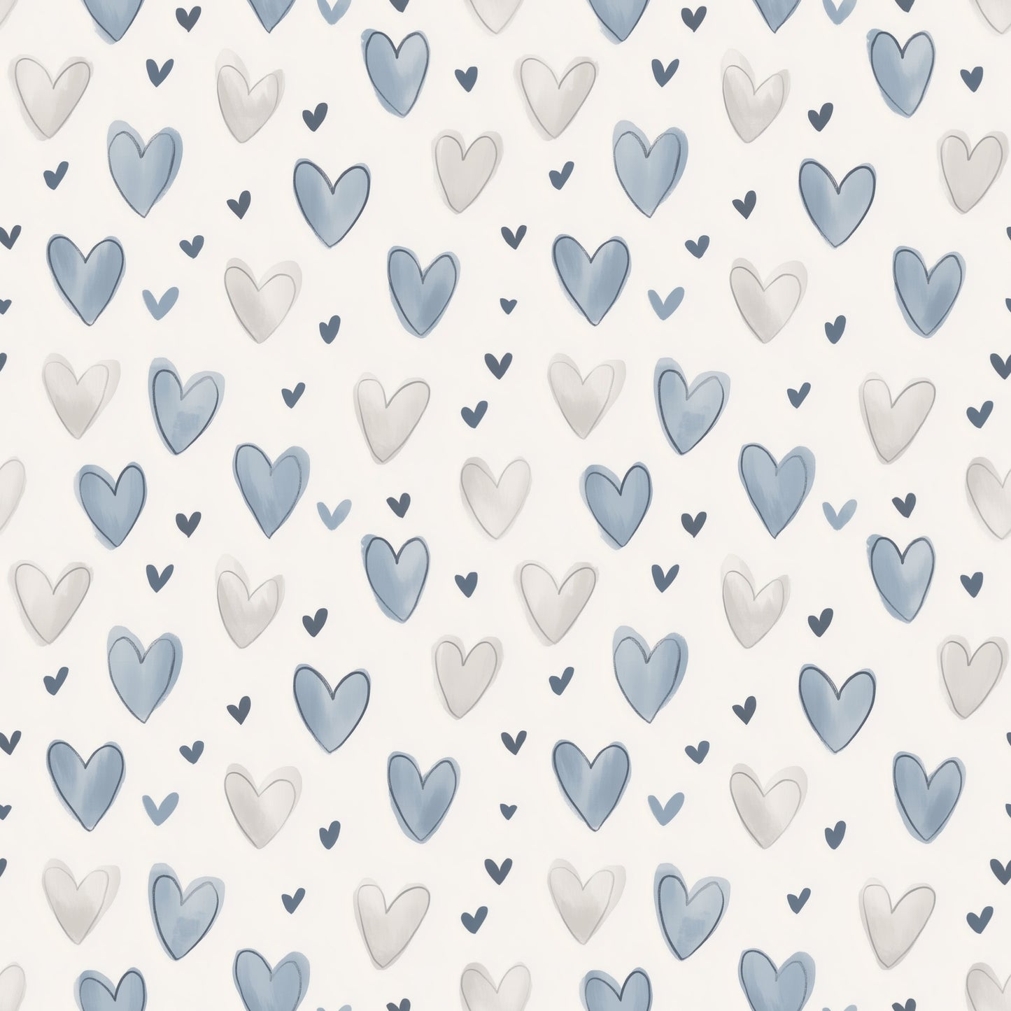 Blue & Grey Hearts Digital Seamless Pattern