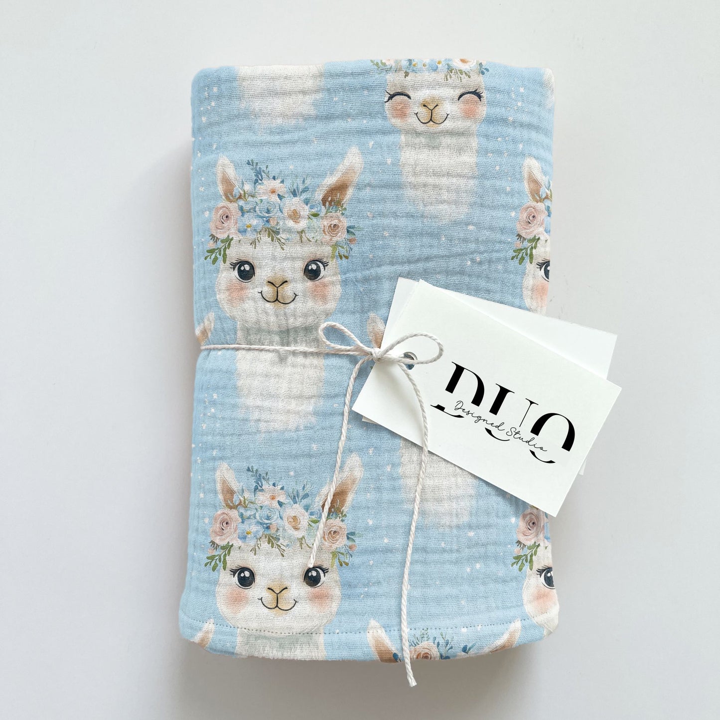 Blue Llamas Digital Seamless Pattern