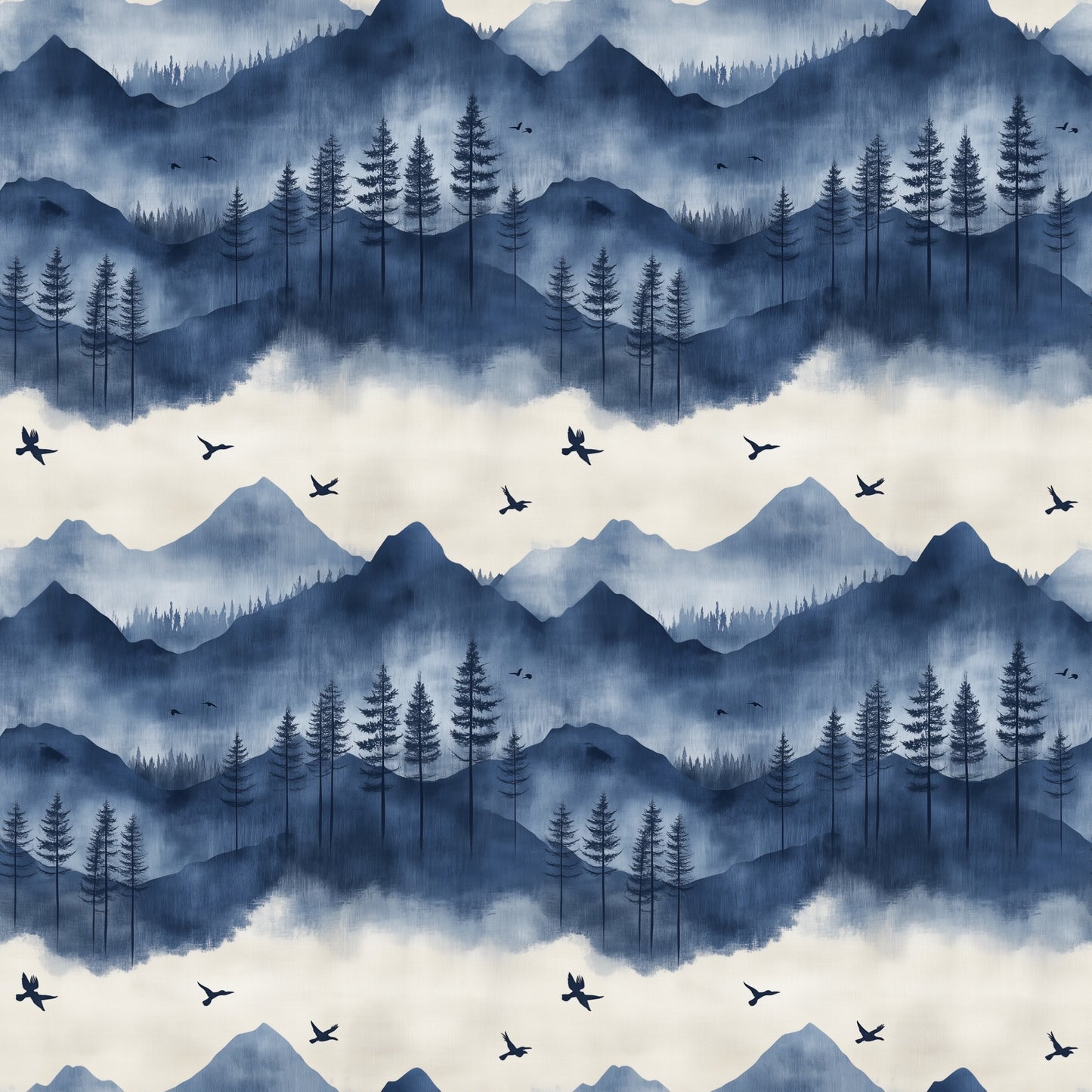 Blue Mountains Digital Seamless Pattern