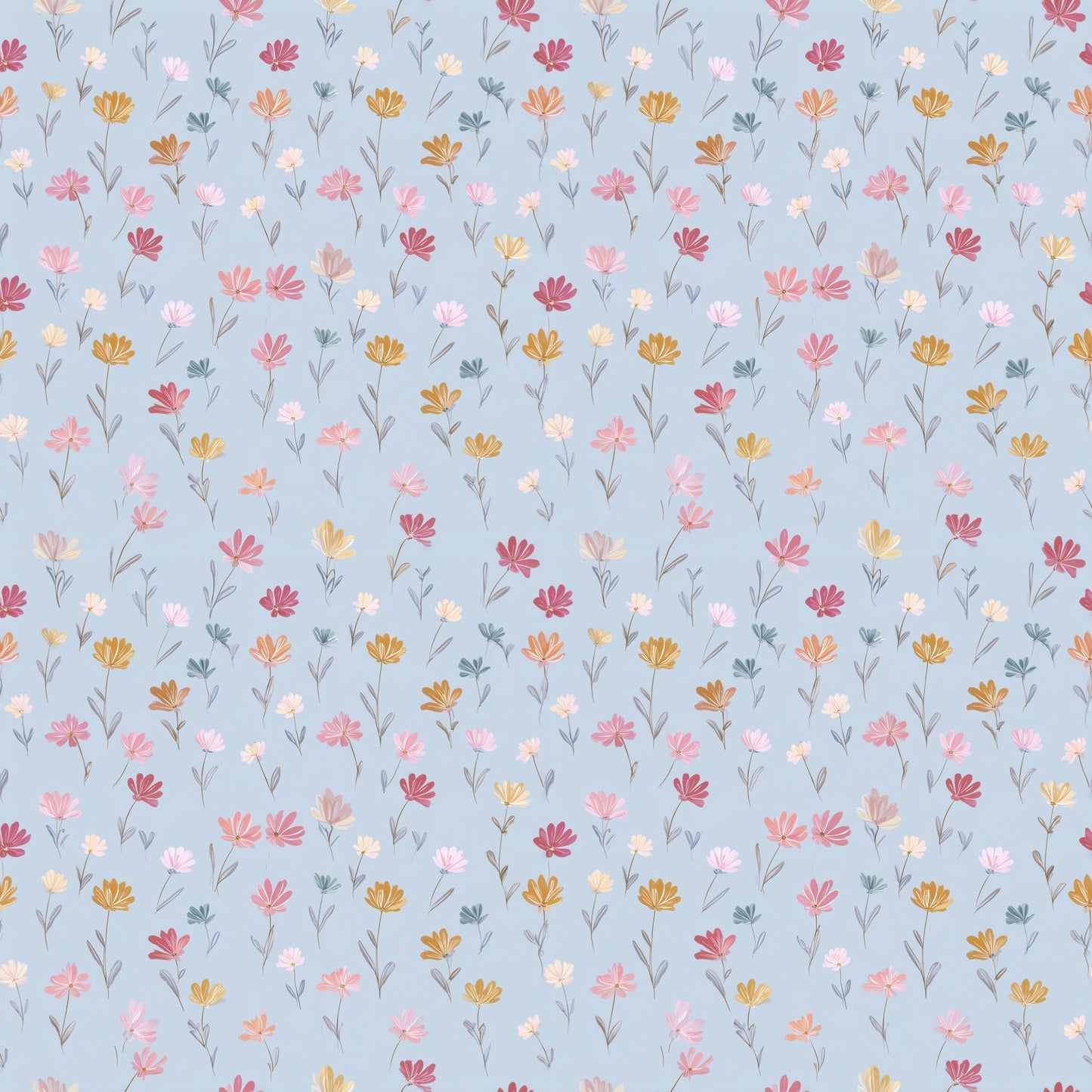 Blue Pastel Spring Digital Seamless Pattern