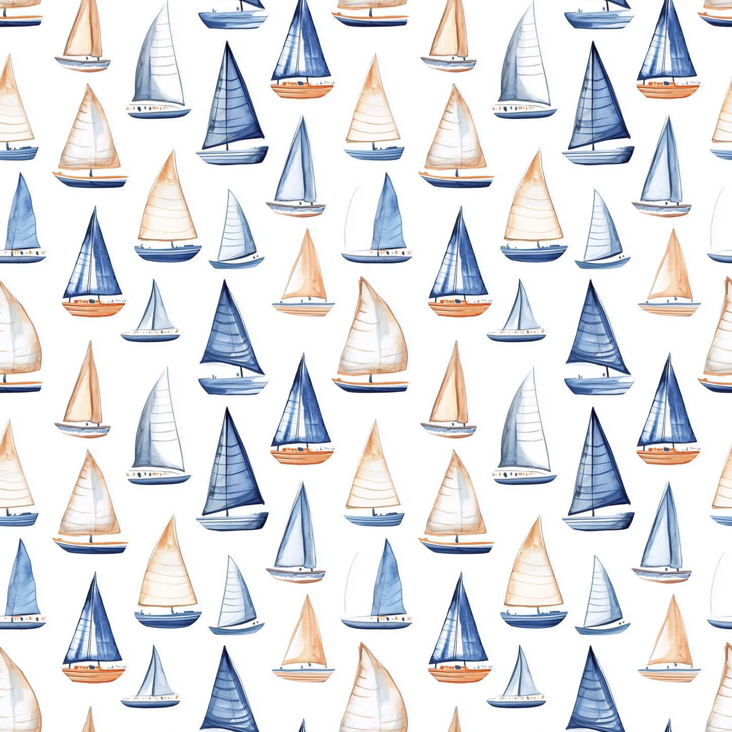 Blue Sailboats Digital Seamless Pattern