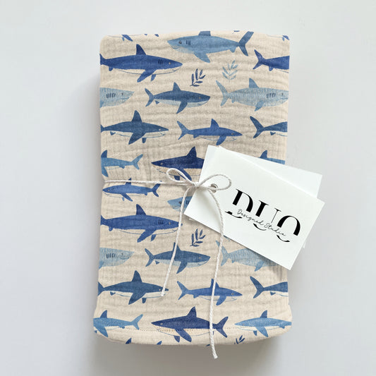 Blue Sharks Digital Seamless Pattern