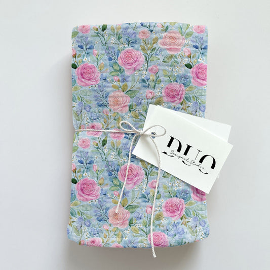 Blue Spring Floral Roses Digital Seamless Pattern