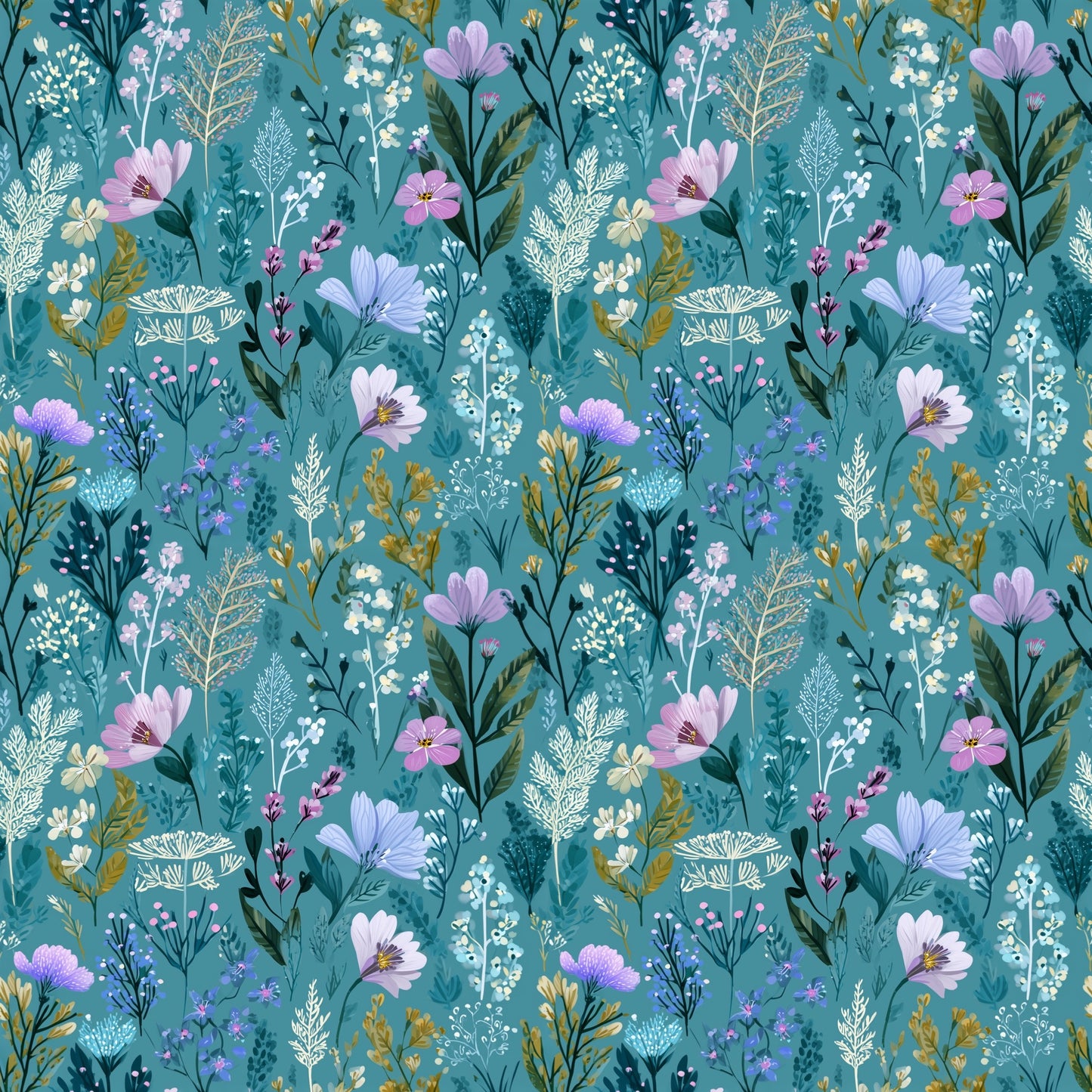 Blue Spring Vibes Digital Seamless Pattern