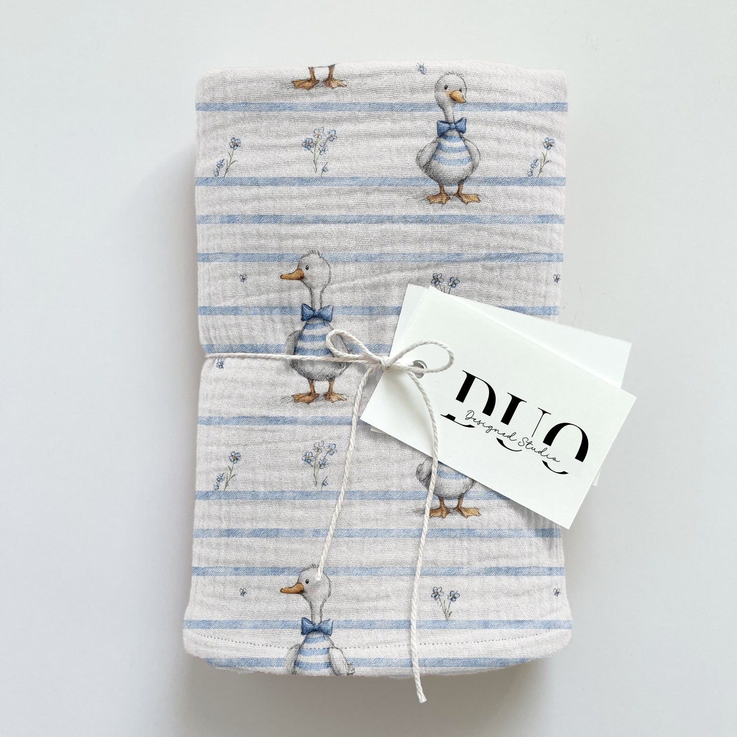 Blue Stripe Ducks Digital Seamless Pattern