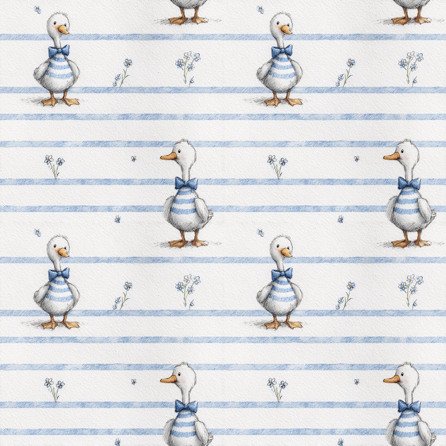 Blue Stripe Ducks Digital Seamless Pattern