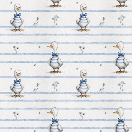 Blue Stripe Ducks Digital Seamless Pattern