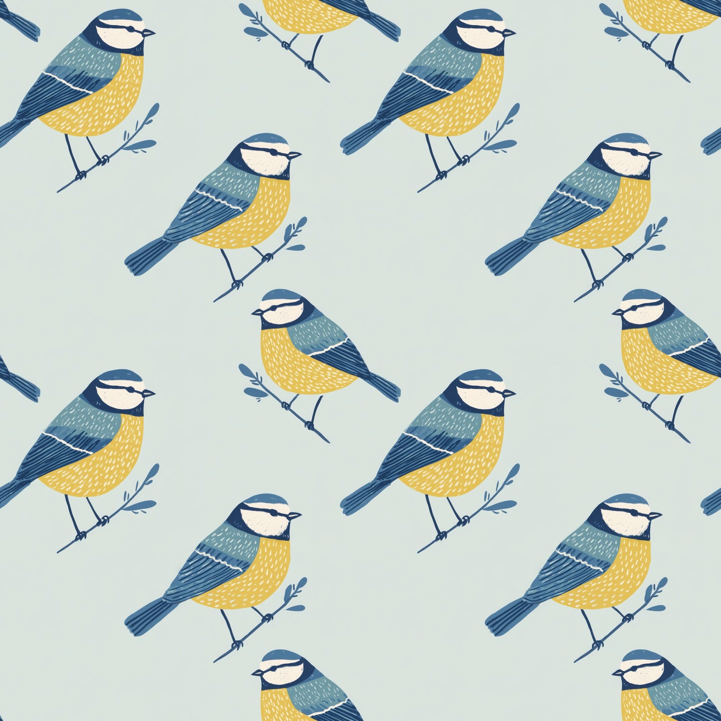 Bluetits Digital Seamless Pattern