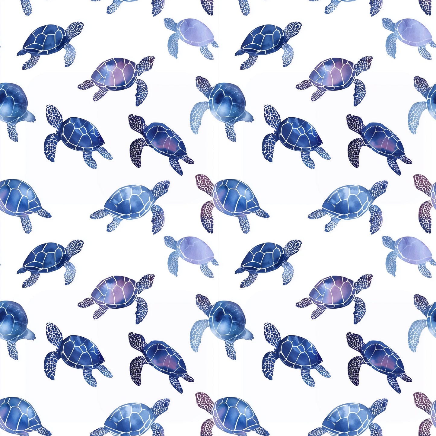 Blue Turtles Digital Seamless Pattern