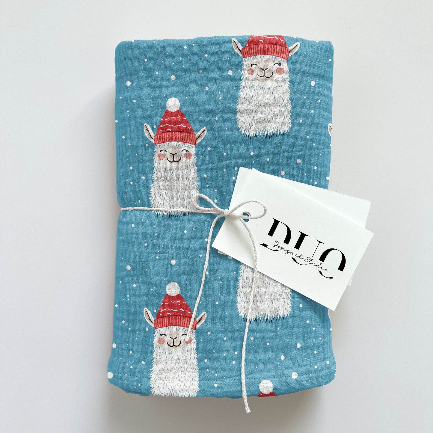 Blue Christmas Llama Digital Seamless Pattern