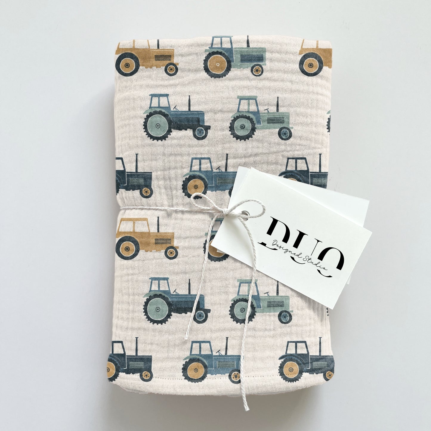 Blue & Yellow Tractors Digital Seamless Pattern