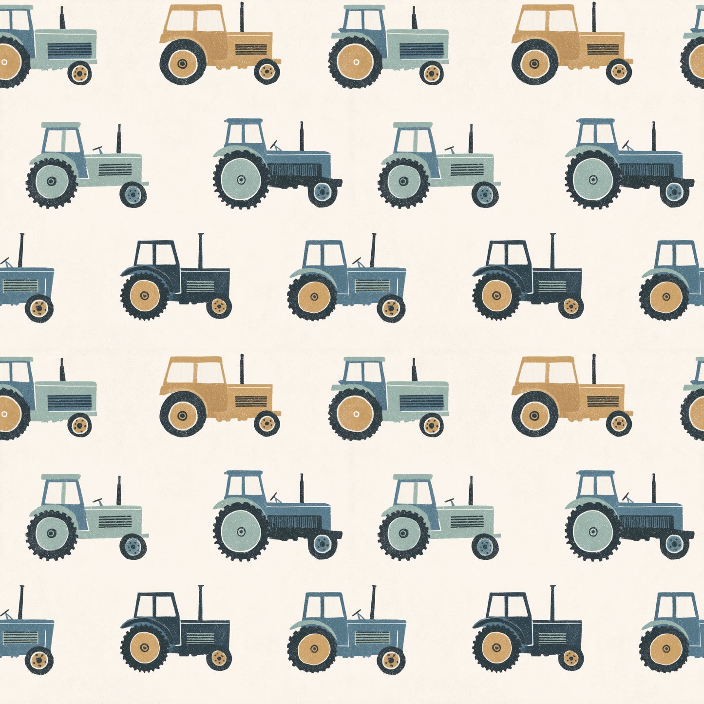Blue & Yellow Tractors Digital Seamless Pattern