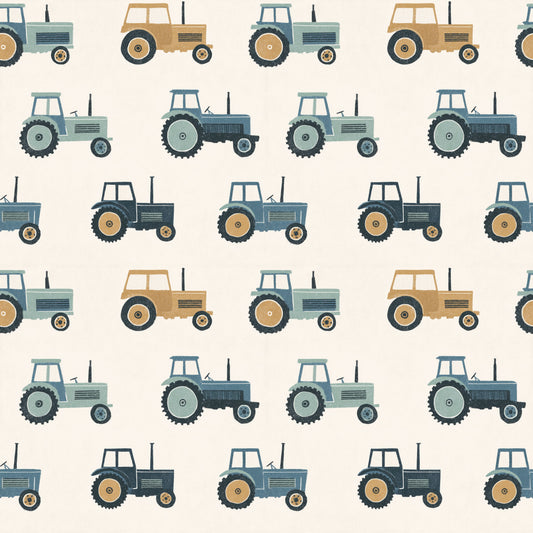 Blue & Yellow Tractors Digital Seamless Pattern