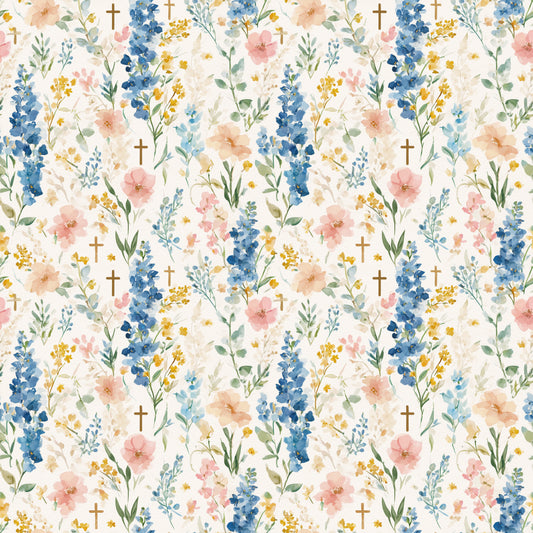 Bluebells & Crosses Digital Seamless Pattern