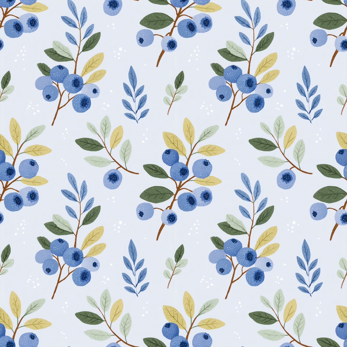 Blueberries on Blue Digital Seamless Pattern