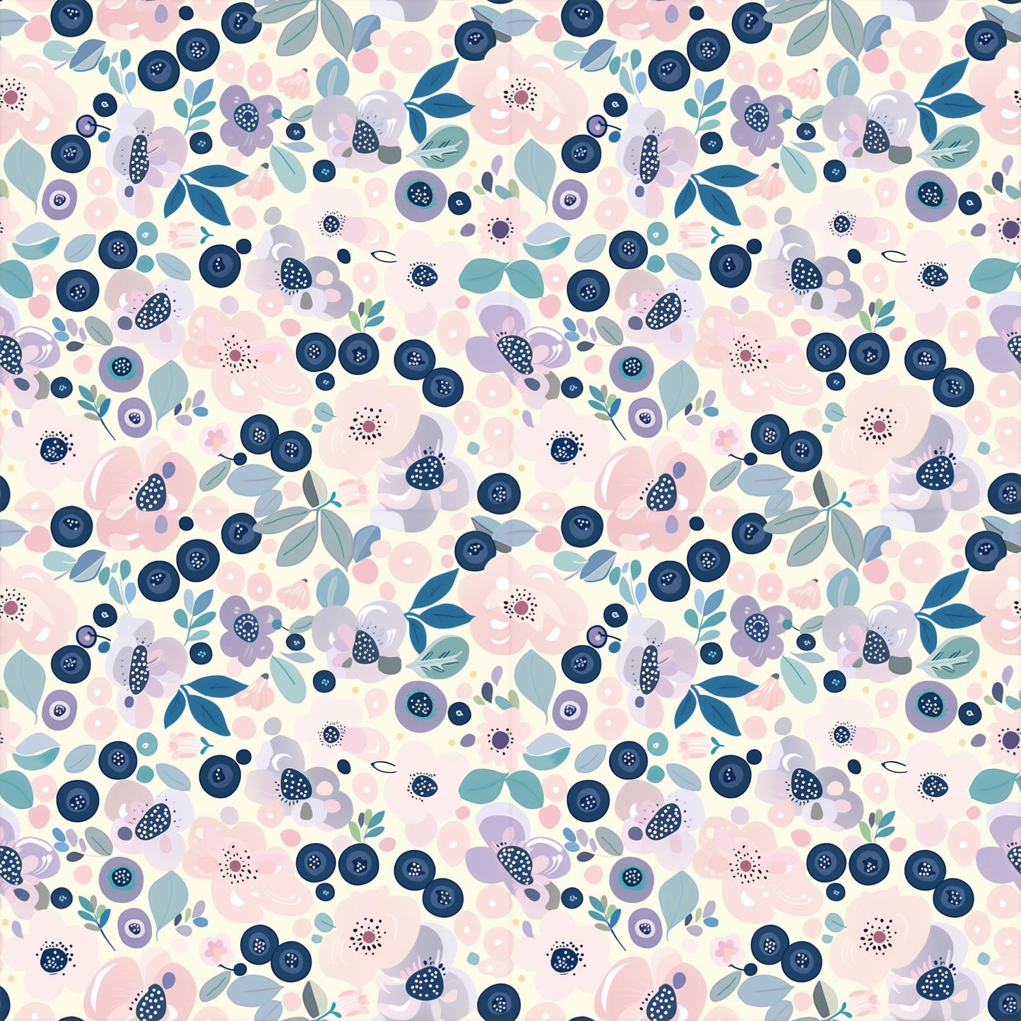 Blueberries Digital Seamless Pattern