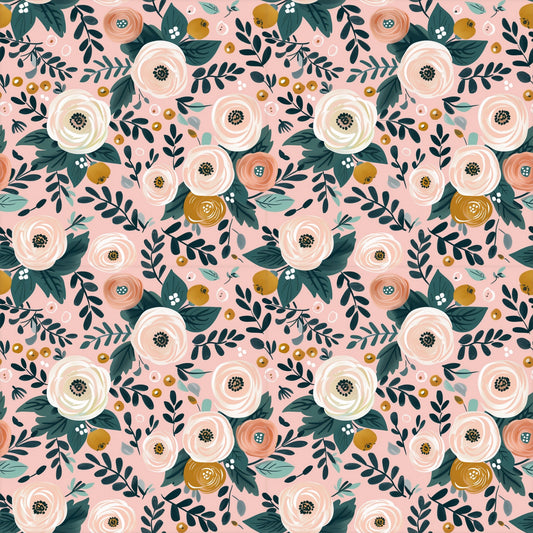 Blush Pink Cluster Floral Digital Seamless Pattern