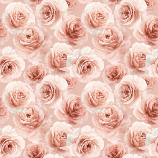 Blush Pink Roses Digital Seamless Pattern