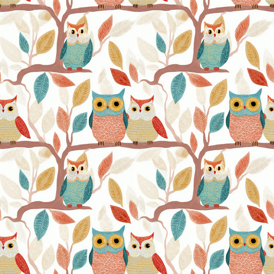 Boho Baby Owls Digital Seamless Pattern