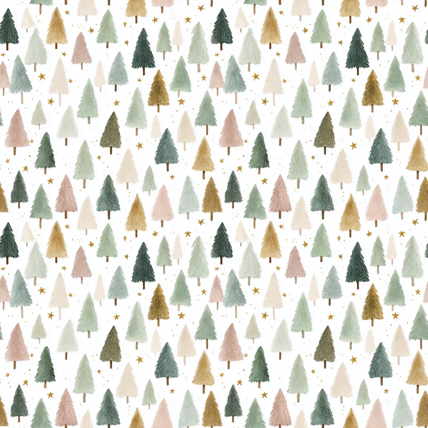 Christmas Trees Digital Seamless Pattern