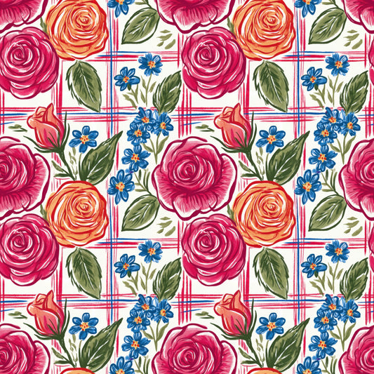 Boho Cottagecore Roses Digital Seamless Pattern