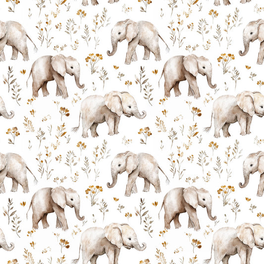 Boho Elephants Digital Seamless Pattern