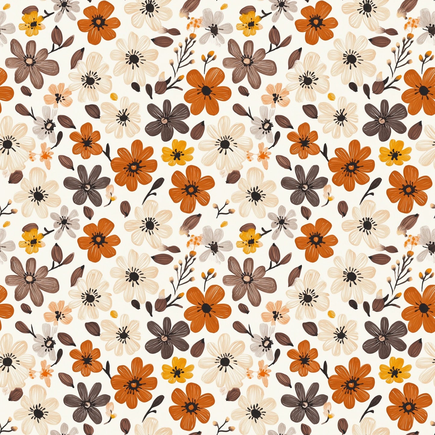 Boho Floral Digital Seamless Pattern