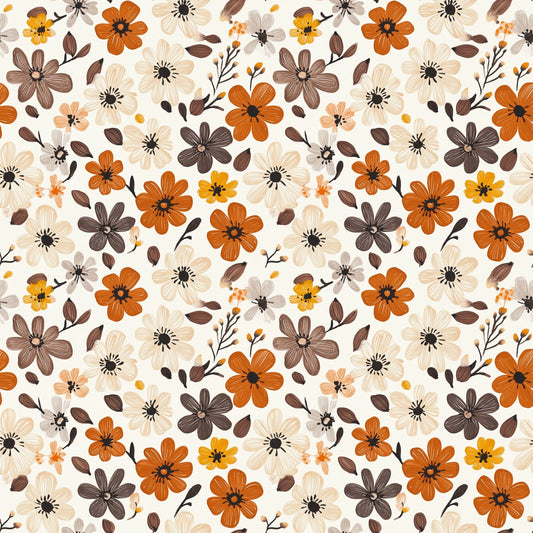 Boho Floral Digital Seamless Pattern