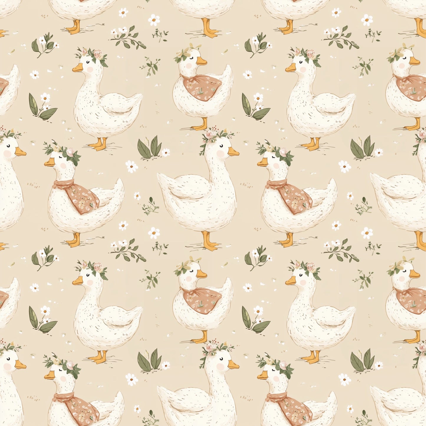 Boho Geese Digital Seamless Pattern