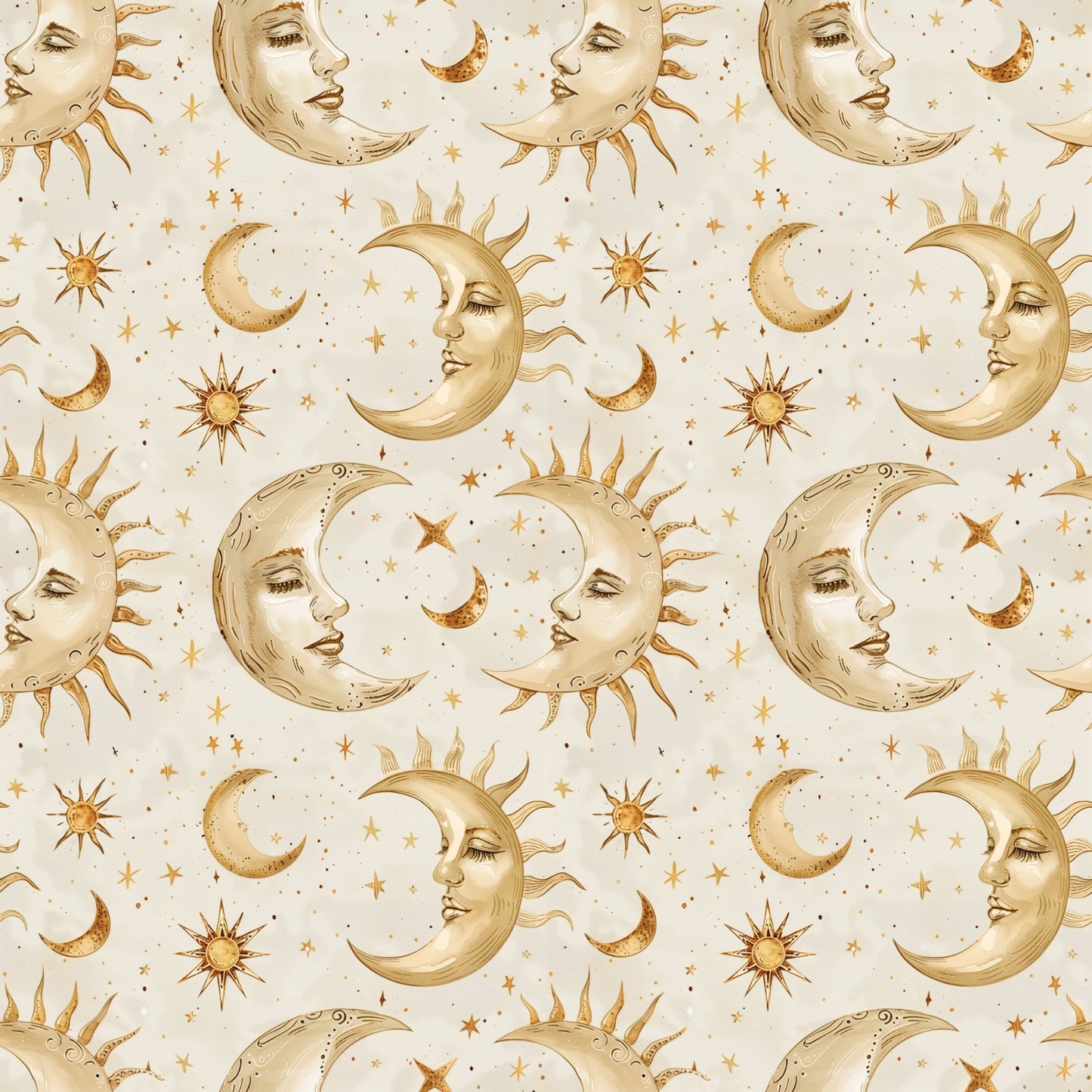 Boho Moons & Suns Digital Seamless Pattern