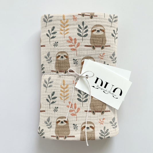 Boho Sloths Digital Seamless Pattern