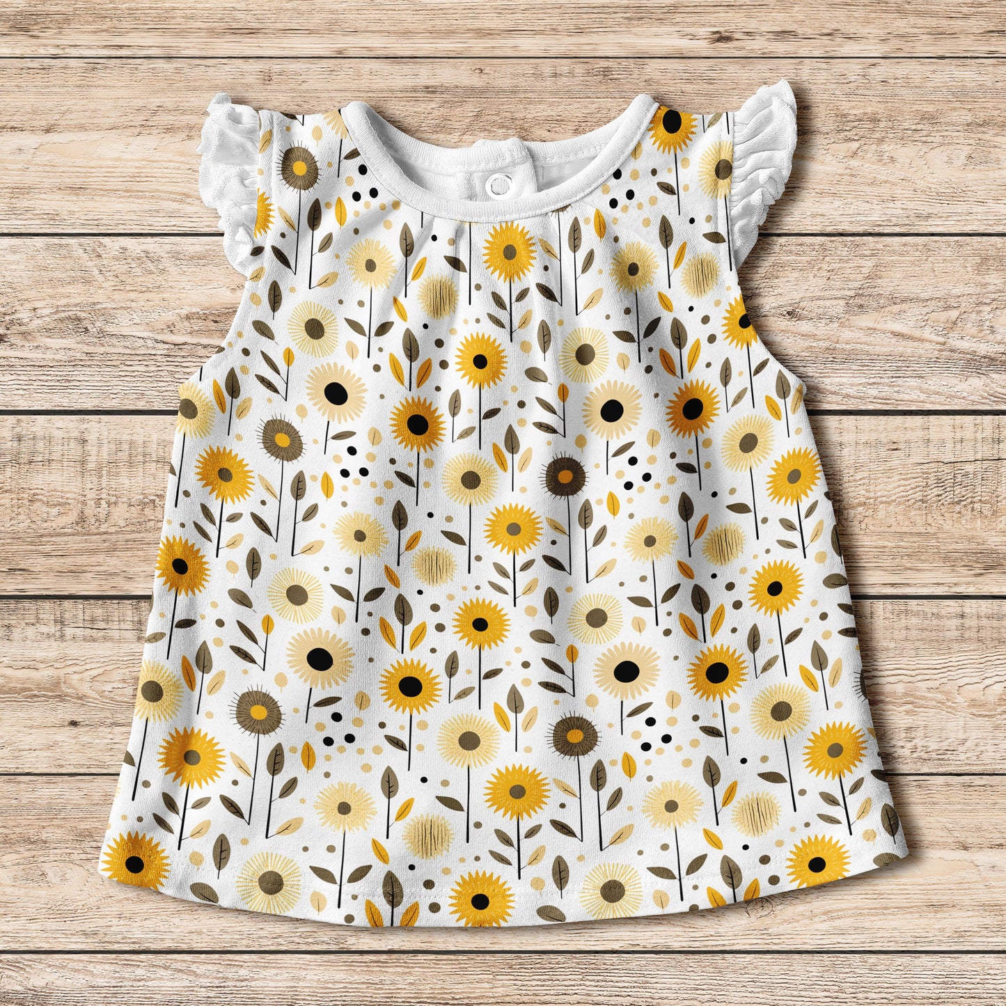 Boho Sunflowers Digital Seamless Pattern