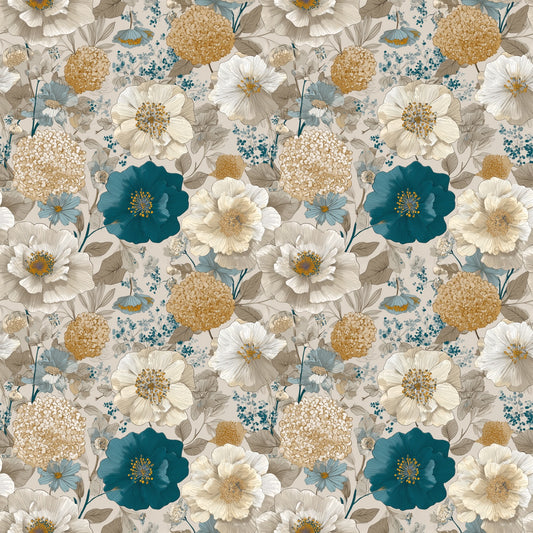 Boho Vintage Flowers Digital Seamless Pattern