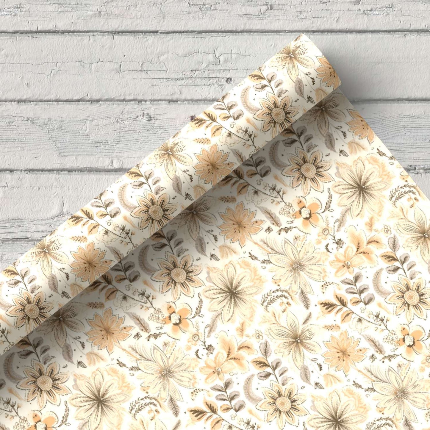 Boho Cream Floral Digital Seamless Pattern