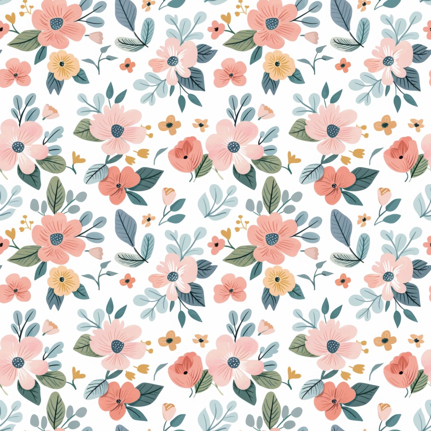 Bold Blooms Digital Seamless Pattern